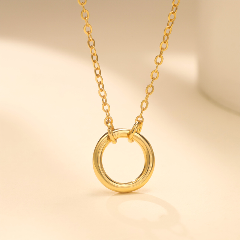 Women's 925 Sterling Silver Circle Design Necklace, Minimalist Style